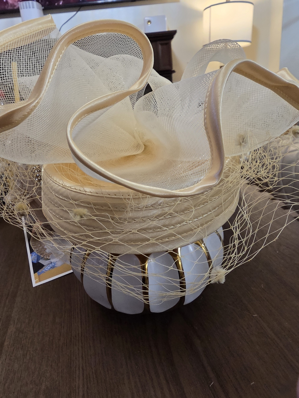 Elegant Cream Mesh Fascinator Hat with Veil